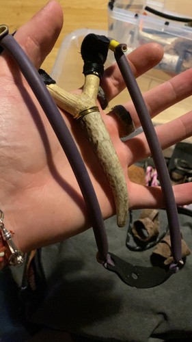 Wooden and deer antler - and,