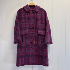 Vintage Union Label Womens 70s 80s Mohair Blend Peacoat Size M Pink Blue Classic