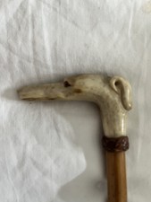 Antique Hunting Crop. Malacca With Carved Horn Handle. 19th C. Foxhunting. 