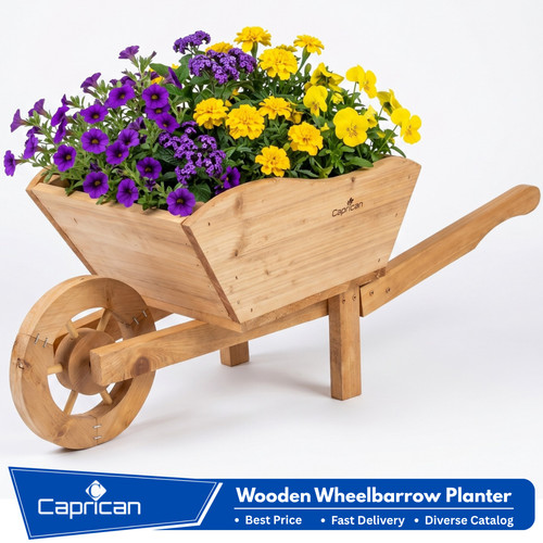Wooden wheelbarrow garden - wooden,