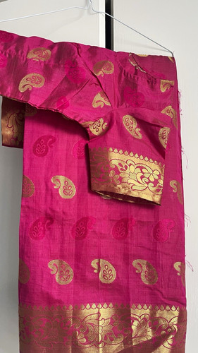 Pink katan saree with - saree,