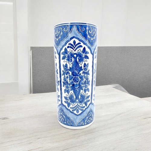 Blue floral ceramic round - floral,