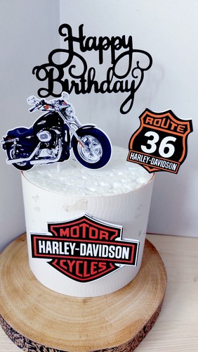Harley motorbike cake topper - cake,