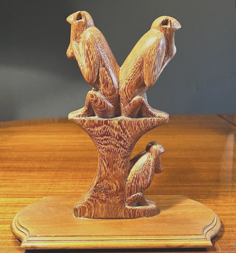 Hand carved three wise monkeys - hand,
