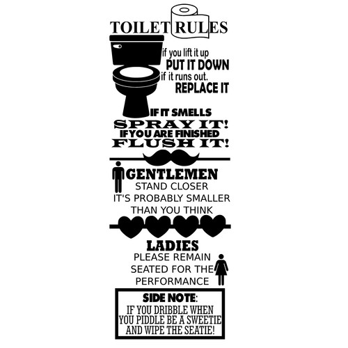 Toilet rules quote wall - rules,