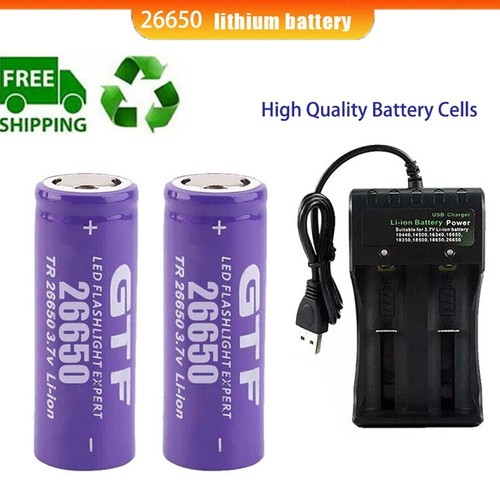 2pc 26650 ion battery - li-ion,