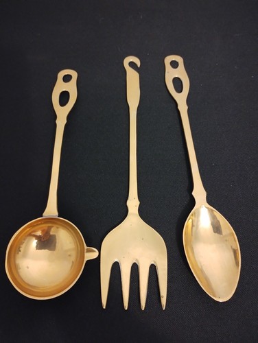 Vintage brass cooking utensils - brass,