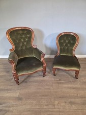Pair of Victorian Ladies and Gents Spoon Back Chairs