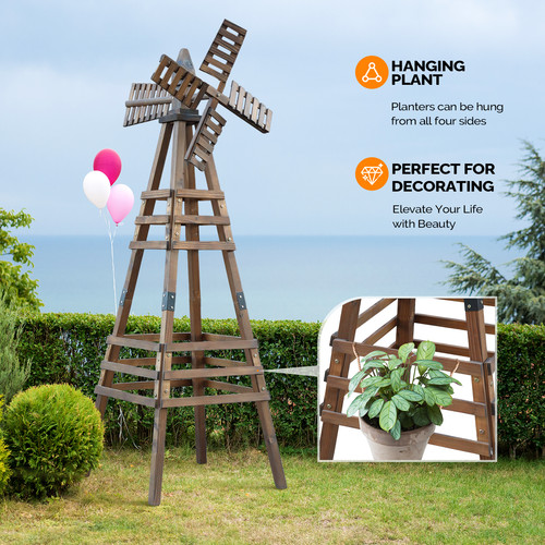 Wood windmill backyard - ft,