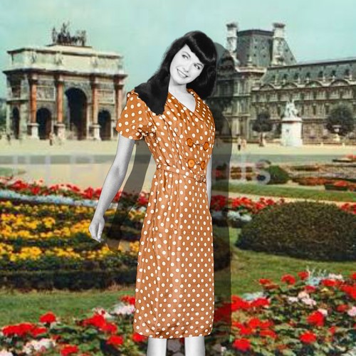 1950s brown silk - brown, dot