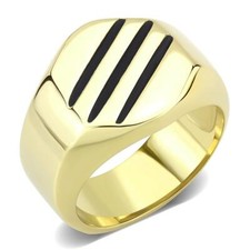 Mens gold ring signet pinky stripe classic solid stamped 18kt