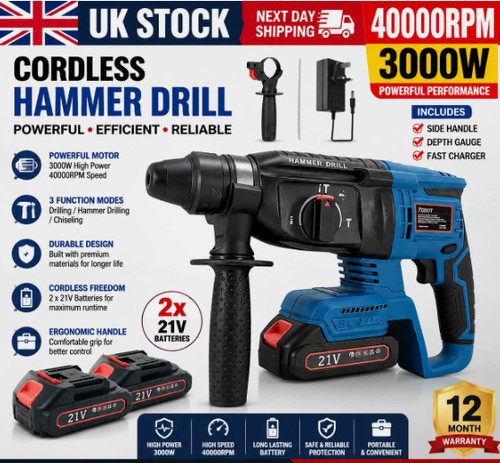 21v cordless drill sds - cordless, plus