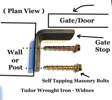WROUGHT IRON METAL GATE WOODEN DOOR BRICK WALL CONCRETE POST STOP KEEP BOLT ON