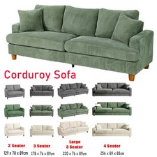 3/4 Seater Corduroy Sofa Jumbo Cord Modern Sofa Couch Seats with 2 Pillows Soft