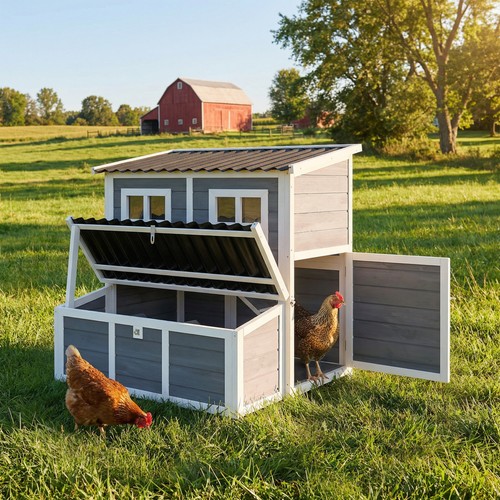 Pawhut wooden chicken coop - pawhut, w/