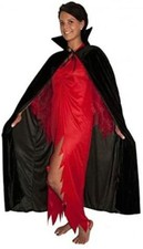 HALLOWEEN BLACK VELVET CAPE VAMPIRE LONG CLOAK DRACULA FANCY DRESS COSTUME PARTY