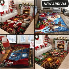 Santa Claus Christmas Rug – Large Area Carpet for Living Room & Bedroom Home UK