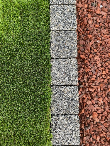 Granite bricks grass border - ,