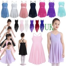 UK Girls Ballet Dance Gymnastics Leotard Dress Lyrical Dance Costume Dancewear