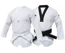 adidas Club Kids Taekwondo Uniform WT Approved Suit White Black Collar Dobok