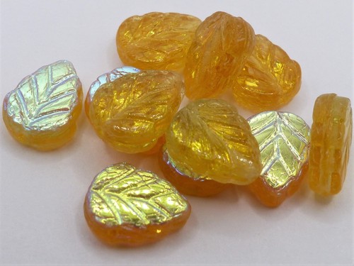 Czech glass leaf drop - czech,
