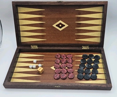 Vintage wooden backgammon set - vintage,
