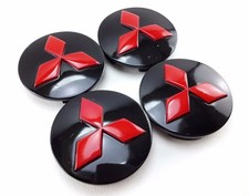 WHEEL CENTER HUB CAPS RED BLACK 56mm. Parts FOR Mitsubishi Lancer  Ralliart Evo