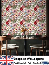 Retro Colorful Floral Wallpaper Peel & Stick Roll Red Green Vintage Wall Decor