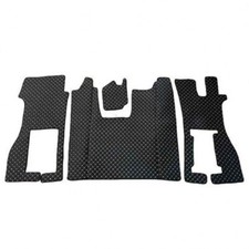 w/ White Stitches Eco Leather Floor Mats Black for Scania R 2016+