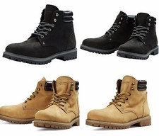 Mens JACK & JONES Leather Boots New Black Brown Lace Ups Nubuck Sale Size 7-12