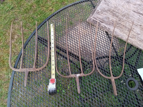 Antique hay pitch forks lot - hay, of