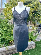 Vintage St Michael Black Stiff Noisy Nylon Taffeta Zipped Full Slip Petticoat 36