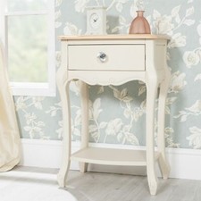 Cream Bedside Table Wood Cabinet with Shelf & Drawer Bedroom Furniture Juliette