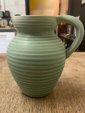 Vintage Lovatts Pottery Green Stoneware Ribbed Jug - Height 8 inches