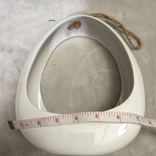 White ceramic oval hanging - white,
