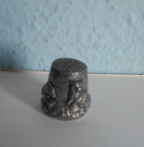 Vintage pewter thimble 2 - vintage,