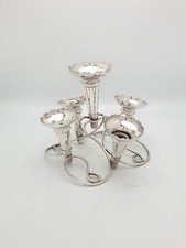 Silver-Plated 5 Flute Table Epergne, Antqiue Centerpiece Vase, c.1920