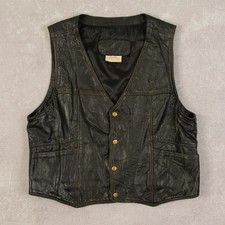 Vintage Leather Gilet Vest Jacket M Men's Black Western Rodeo