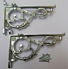 Rustic iron shelf brackets shelving wall mounting CHROME On IRON PAIR 5"