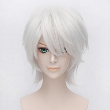 White Wig Unisex Adults Short Straight Anime Cosplay Costume Halloween