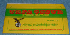 Vintage Circa 1980s Urfa Cesur Otobus Isletmesi Turkish Bus Ticket Ankara Turkey