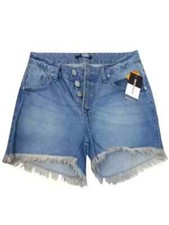 Women's Frayed Hem Blue Denim Shorts Size UK 8-18
