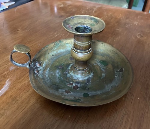 Antique brass chamberstick - brass,