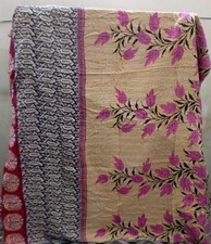 Vintage Kantha Quilt Bohemian Handmade Patchwork Bedspread Blanket Throw