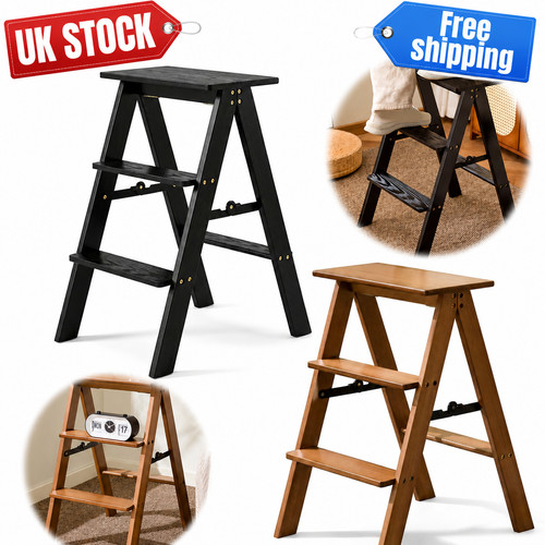 Folding wooden step - wooden, stool