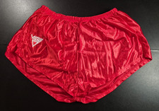 Vintage VIGA size 30"-32" lined red silky shiny nylon sprinter shorts