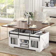 Lift Top Convertible Coffee Table 4-in-1 with Storage & Dining Table Function