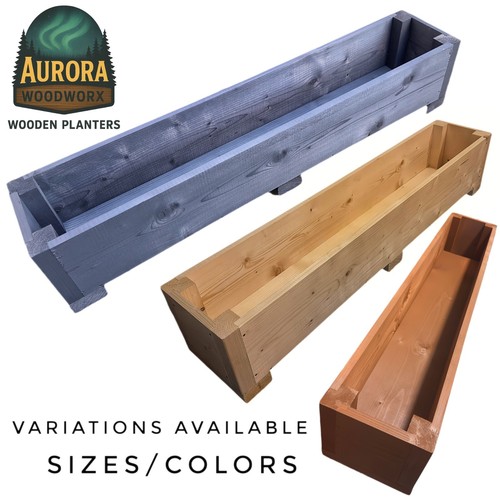 Long wooden garden planter - long,