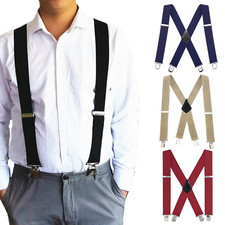 Mens Braces With Heavy Duty Metal Clip 50mm Wide Suspender Trouser Suspender UK