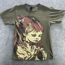 Obey Shirt Mens Small Olive Green Girl Rose Grenade Graphic Made USA Urban Art